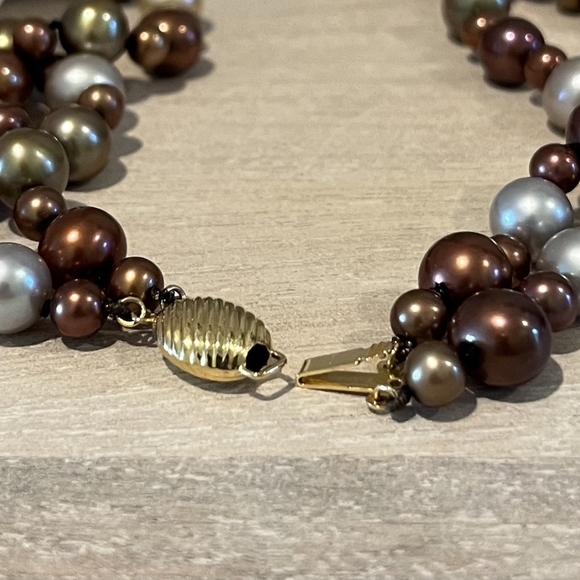 Jewelmak 18" Double Strand Multicolor Freshwater Pearl Necklace 14K Gold… - Picture 6 of 9